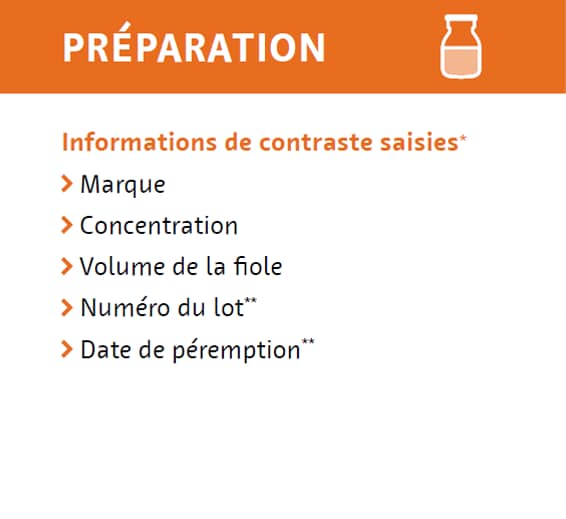 Préparation – informations de contraste saisies