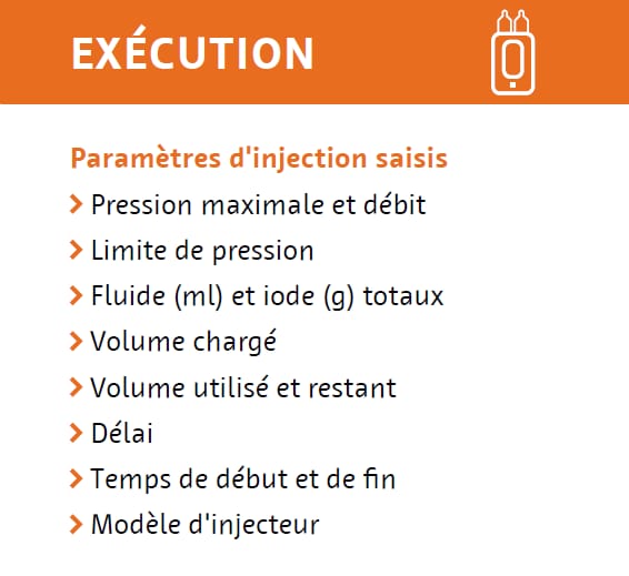 Exécution – paramètres d’injection saisis